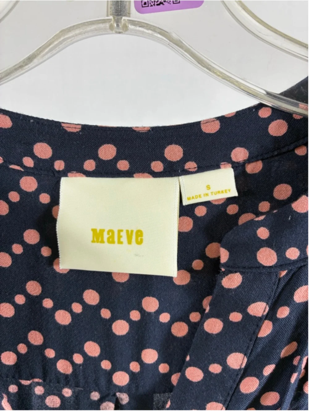 Maeve Anthropologie Polka Dot Blouse in Navy and Mauve Size S